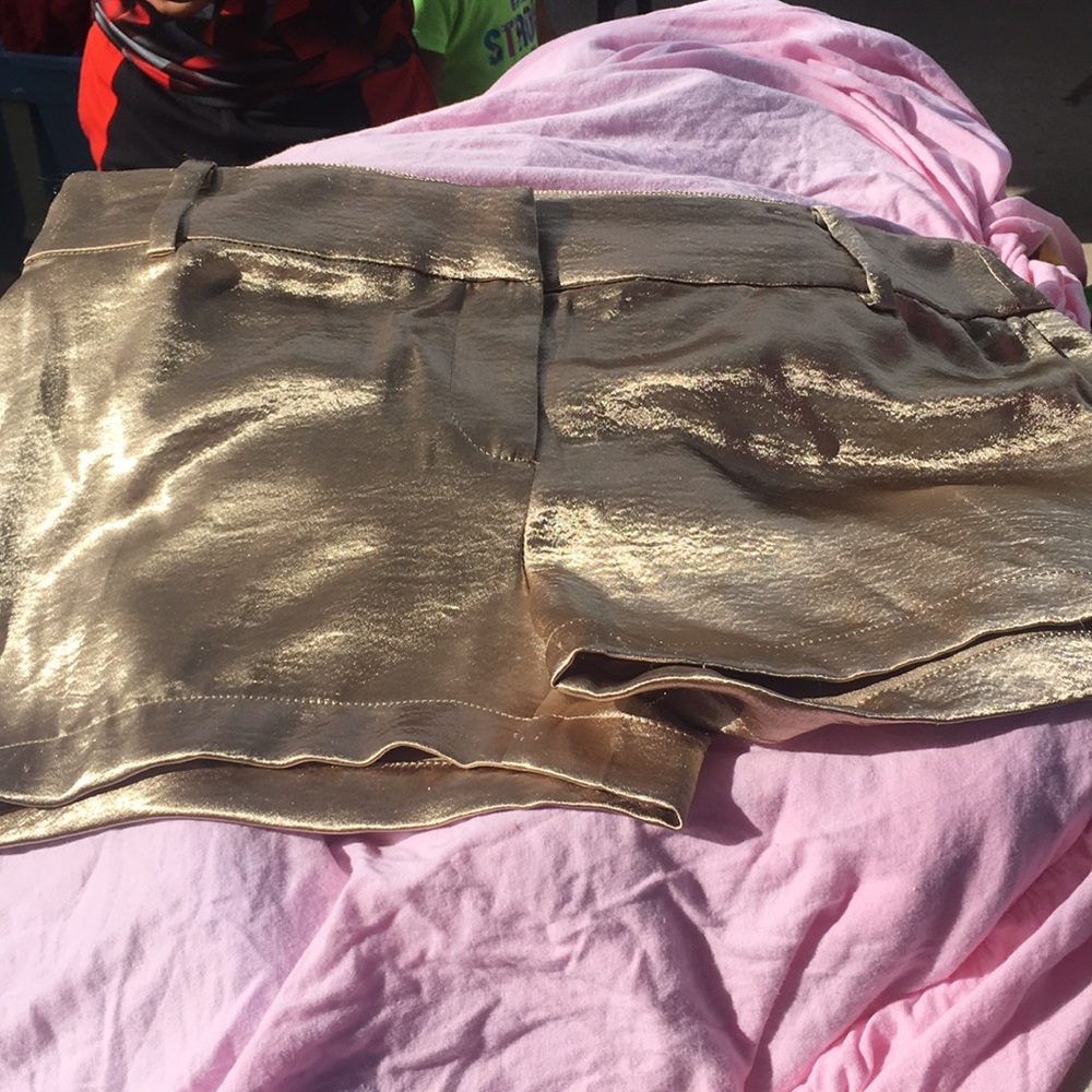 Gold satin shorts